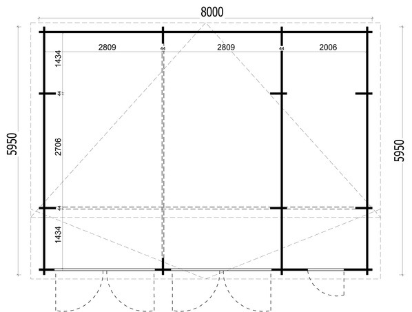 44m² Timber Garage Drawing 1