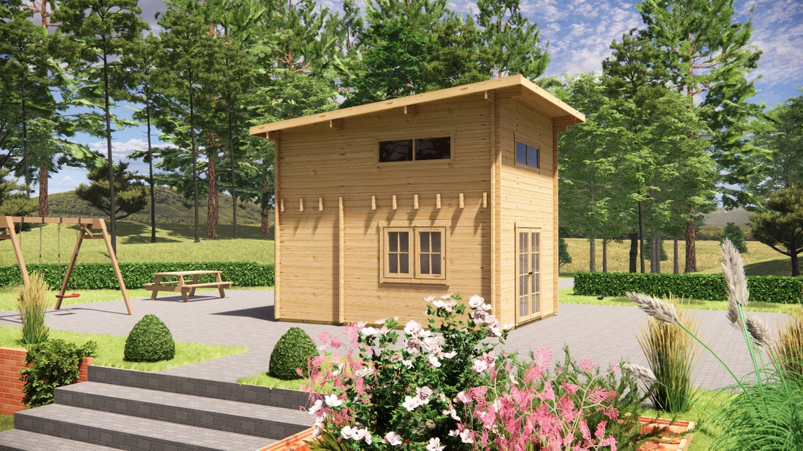 35m² Two-Level Timber Home