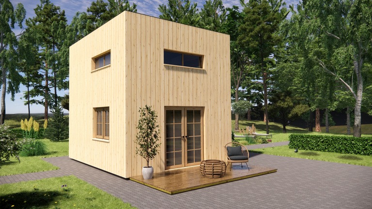 35m² Two-Level Clad Timber Home