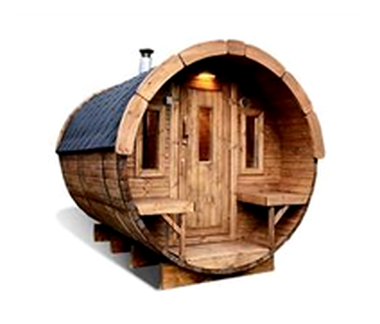 Thermo-Wood Sauna Barrel 3.5m × Ø1.97m with Changing Room