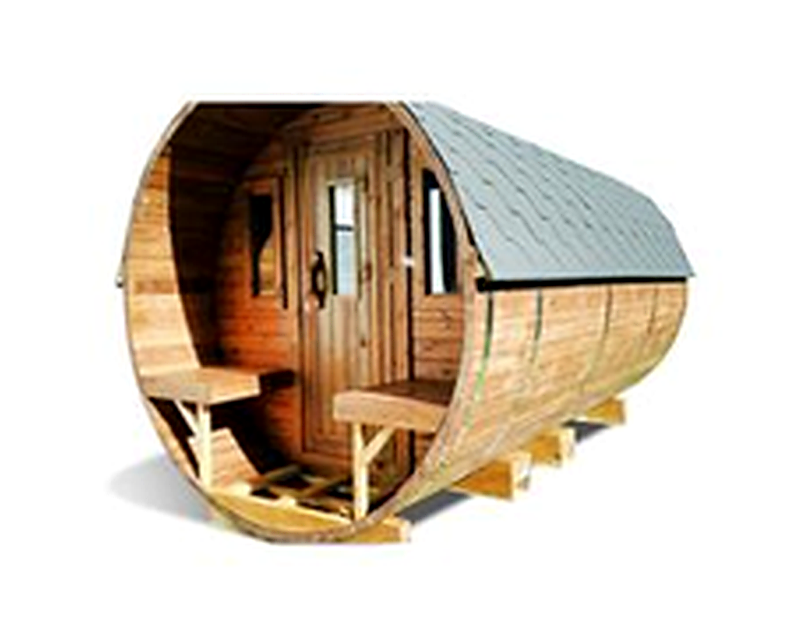 Thermo-Wood Sauna Barrel 4.0m × Ø2.27m with Changing Room