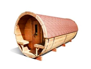 Thermo-Wood Sauna Barrel 4.5m × Ø2.27m with Changing Room